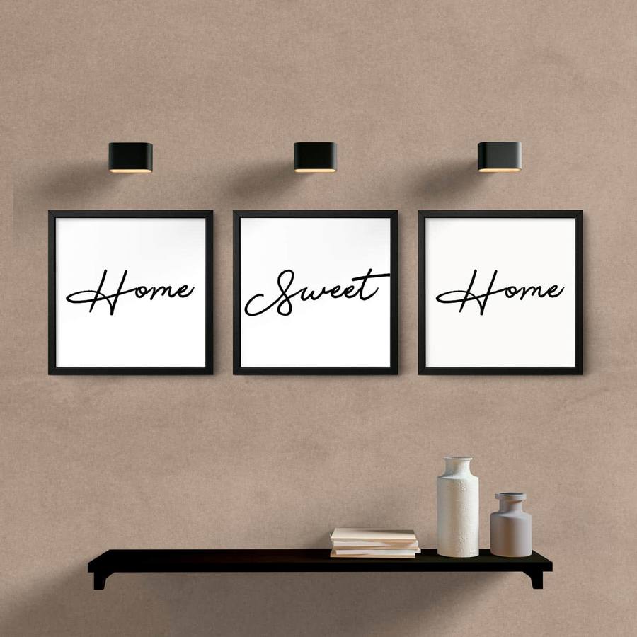 Kit quadros decorativos quarto sala home sweet home