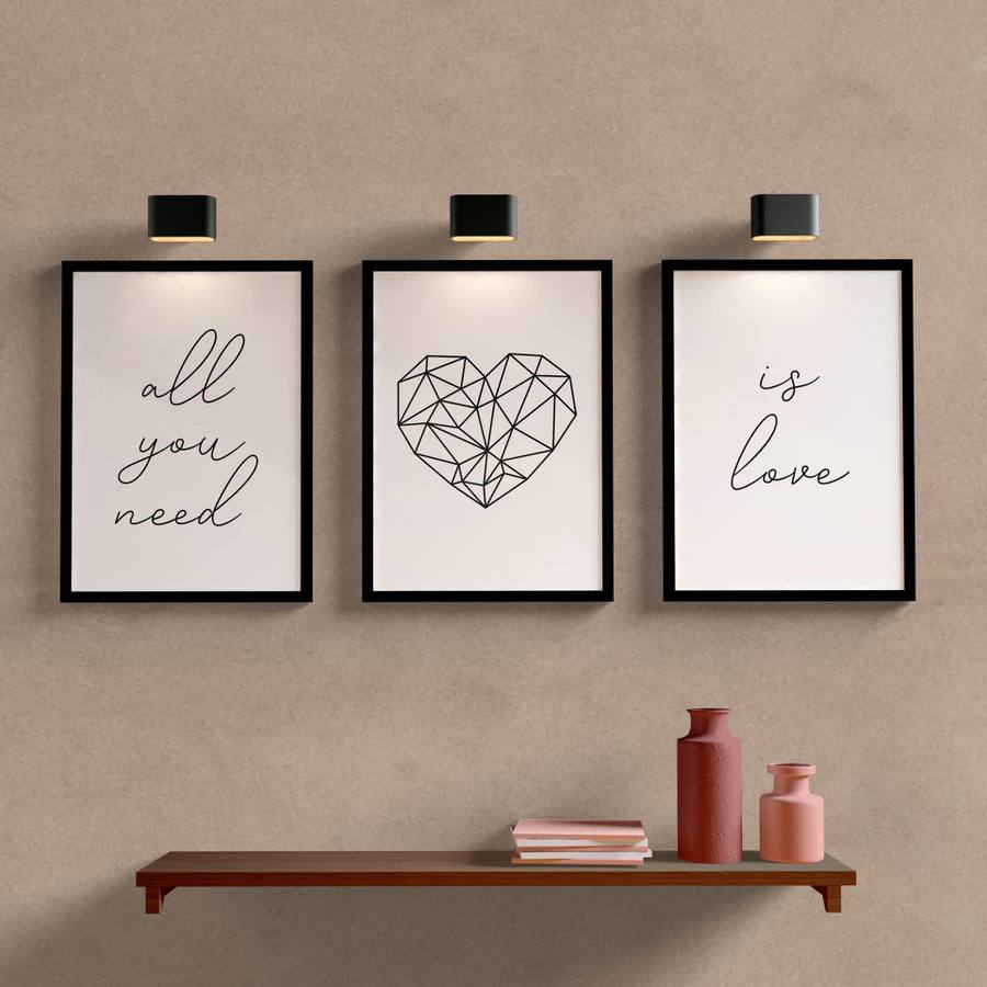 Kit Quadros Decorativos Is Love - detalhe da moldura e acabamento