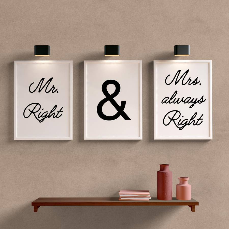 Kit Quadros Decorativos Mr. Right & Mrs. always Right