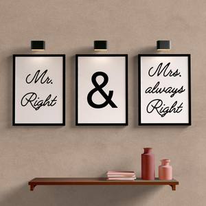 Kit Quadros Decorativos Mr. Right & Mrs. always Right - detalhe da moldura e acabamento