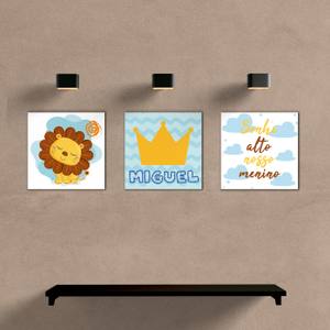 Kit Quadros Decorativo para Quarto de Criança Leãozinho - quadro decorativo em ambiente decorado