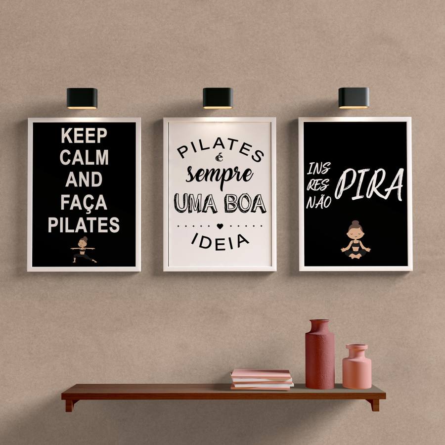 Kit Quadros Decorativos Pilates - detalhe da moldura e acabamento