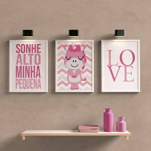 kit quadros para quarto de bebe unicornio