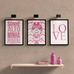Kit Quadros Decorativos Quarto de Bebê Menina - detalhe da moldura e acabamento