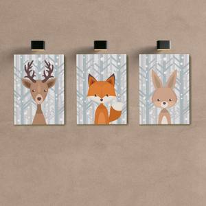 Kit Quadros Decorativos Quarto de Criança Bichinhos - quadro decorativo em ambiente decorado