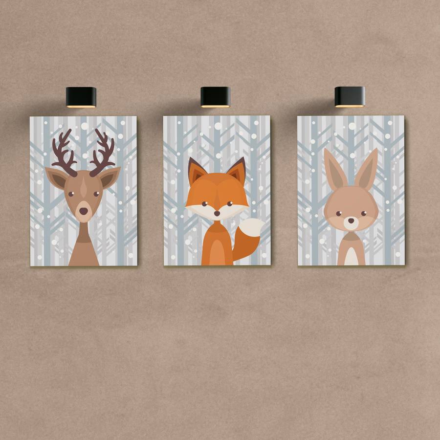 Kit Quadros Decorativos Quarto de Criança Bichinhos - quadro decorativo em ambiente decorado