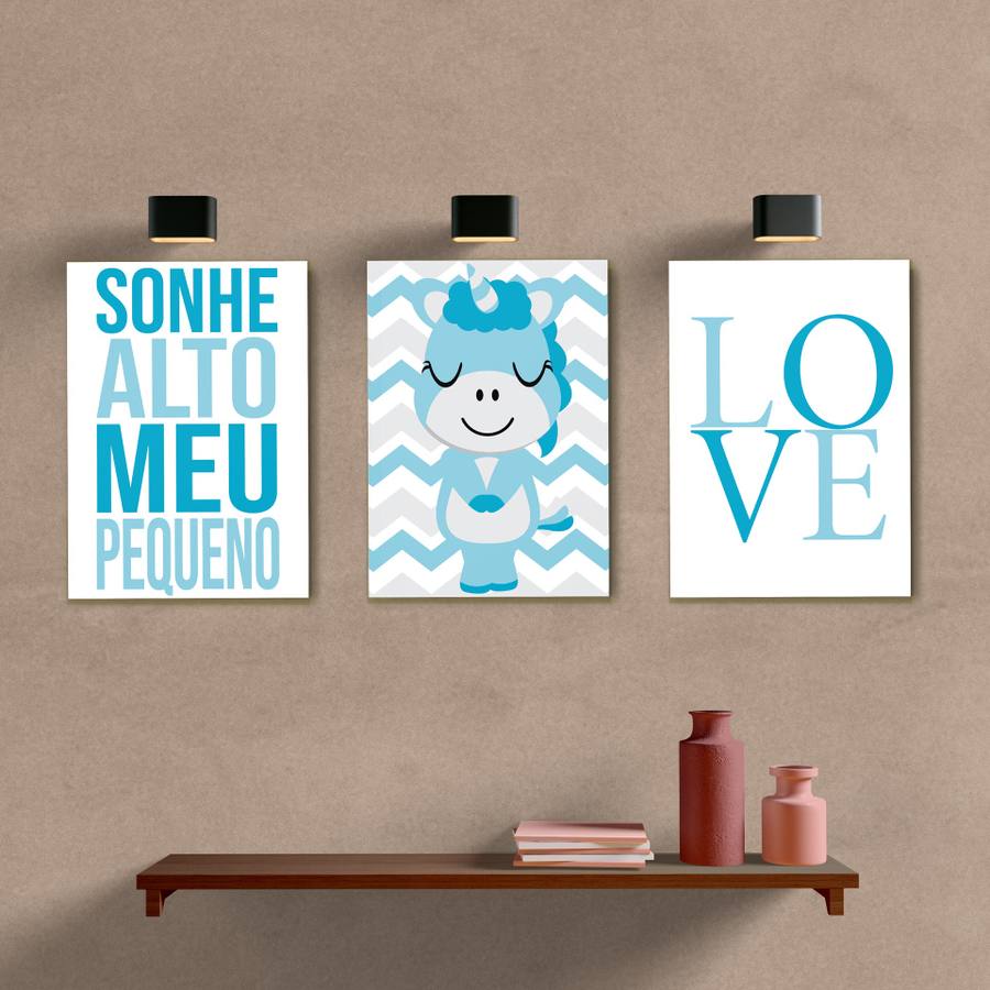 Kit Quadros Decorativos Quarto de Menino - quadro decorativo em ambiente decorado