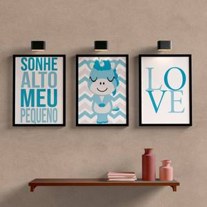 Kit Quadros Decorativos Quarto de Menino - detalhe da moldura e acabamento