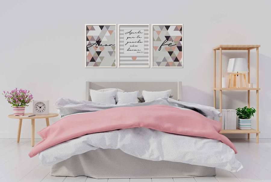 Kit Quadros Decorativos Quarto/Sala Amor e fé - vista aproximada da impressão
