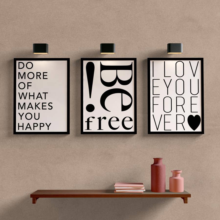Kit Quadros Decorativos Sala Be Free - detalhe da moldura e acabamento