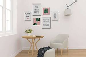 Kit Quadros Decorativos Sala Faça as coisas acontecerem - detalhe da moldura e acabamento