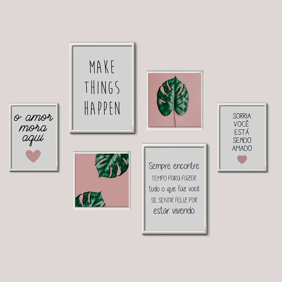 Kit Quadros Decorativos Sala Faça as coisas acontecerem | Wallze