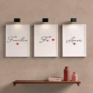 Kit Quadros Decorativos Sala Família, Fé e Amor