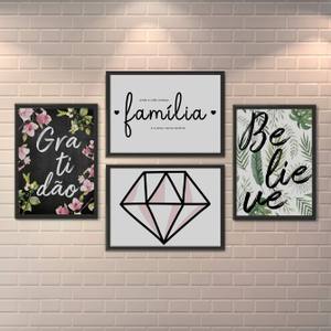 Kit Quadros Decorativos Sala Família - quadro decorativo em ambiente decorado
