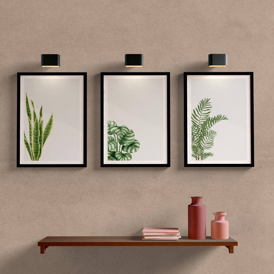 Kit Quadros Decorativos Sala Folhas - detalhe da moldura e acabamento