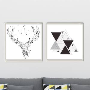 Kit Quadros Decorativos Sala Geométrico preto e cinza - quadro decorativo em ambiente decorado