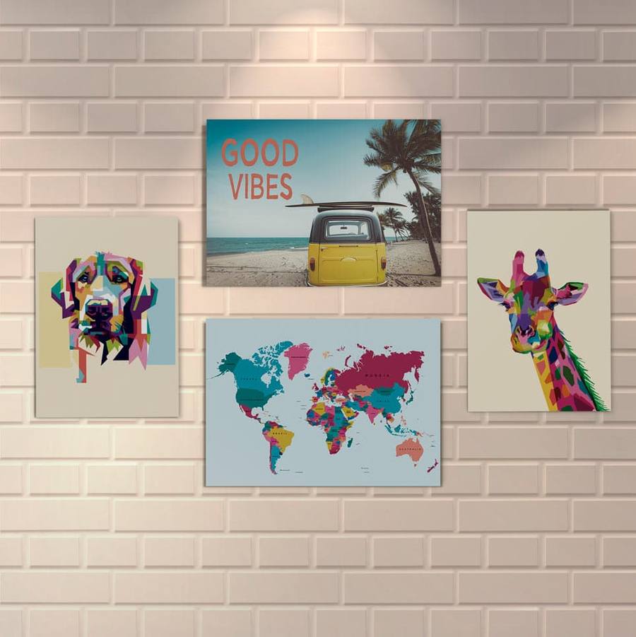 Kit Quadros Decorativos Sala Good Vibes - detalhe da moldura e acabamento