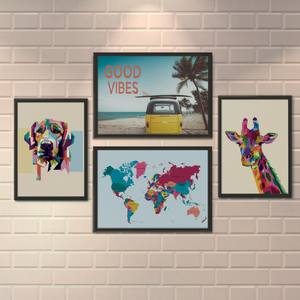 Kit Quadros Decorativos Sala Good Vibes - quadro decorativo em ambiente decorado