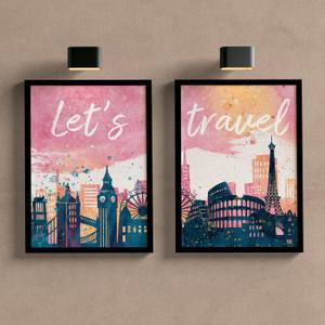 Kit Quadros Decorativos Sala Let´s Travel