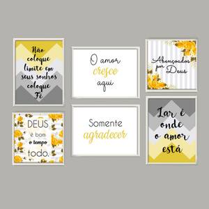 Kit Quadros Decorativos Sala O Amor Cresce Aqui | Wallze