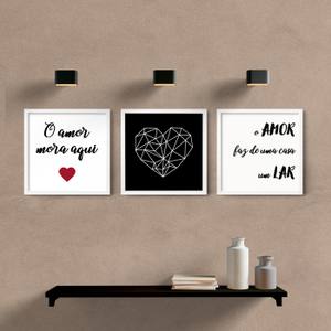 Kit Quadros Decorativos Sala o Amor mora aqui - detalhe da moldura e acabamento
