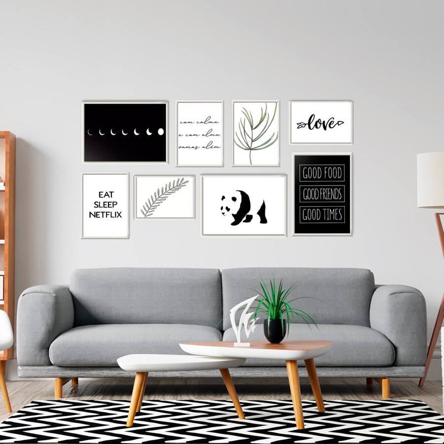 Kit Quadros Decorativos Sala Panda - detalhe da moldura e acabamento