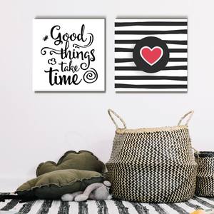 Kit Quadros Decorativos Sala ou Quarto Coisas boas levam tempo - detalhe da moldura e acabamento