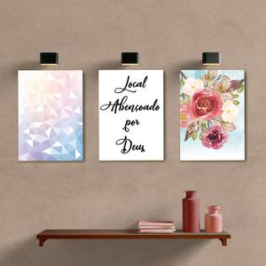 Kit Quadros Decorativos Sala/Quarto Local Abençoado por Deus - quadro decorativo em ambiente decorado