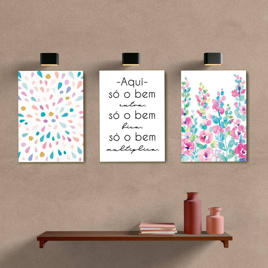 Kit Quadros Decorativos Só o bem - quadro decorativo em ambiente decorado