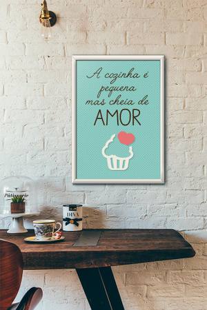 Quadro Decorativo A cozinha é pequena mas é cheia de amor - vista aproximada da impressão