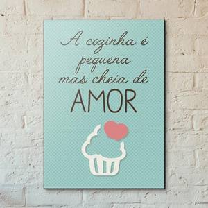 Quadro Decorativo A cozinha é pequena mas é cheia de amor - detalhe da moldura e acabamento