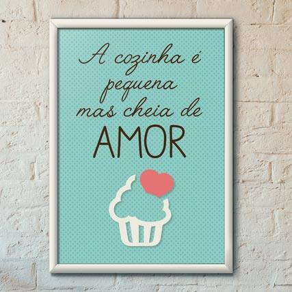 Quadro Decorativo A cozinha é pequena mas é cheia de amor | Wallze