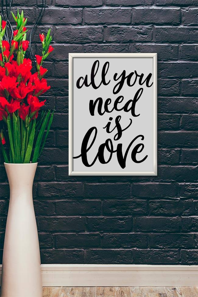 Quadro Decorativo All You Need is Love - vista aproximada da impressão