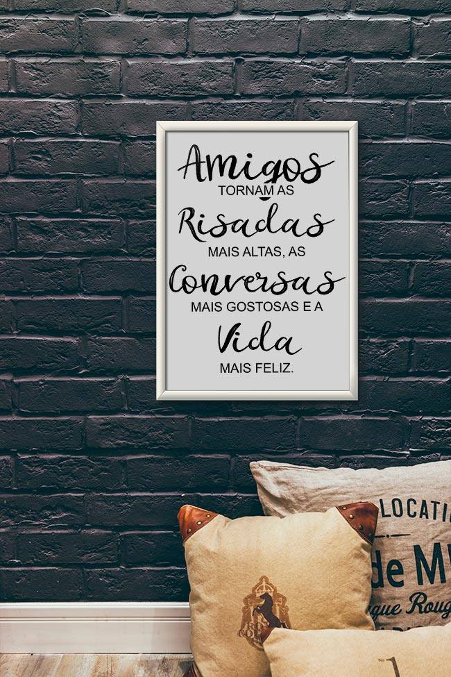 Quadro Decorativo Amigos - detalhe da moldura e acabamento