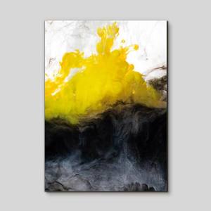 Quadro Decorativo Aquarela Preto e Amarelo - detalhe da moldura e acabamento