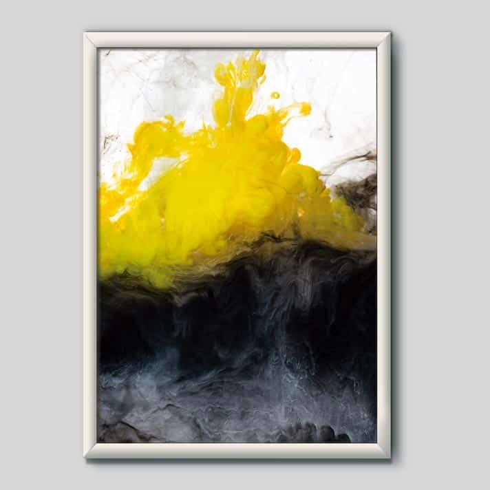 Quadro Decorativo Aquarela Preto e Amarelo - quadro decorativo em ambiente decorado