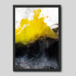 Quadro Decorativo Aquarela Preto e Amarelo | Wallze