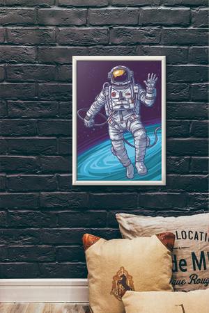 Quadro Decorativo Astronauta - vista aproximada da impressão
