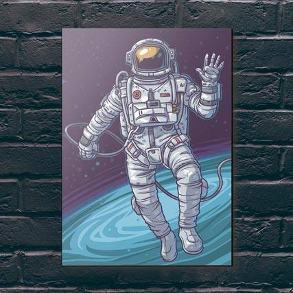 Quadro Decorativo Astronauta - detalhe da moldura e acabamento
