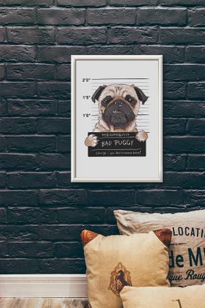 Quadro Decorativo Bad Puggy - vista aproximada da impressão