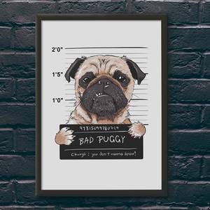 Quadro Decorativo Bad Puggy - quadro decorativo em ambiente decorado