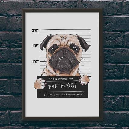 Quadro Decorativo Bad Puggy - quadro decorativo em ambiente decorado