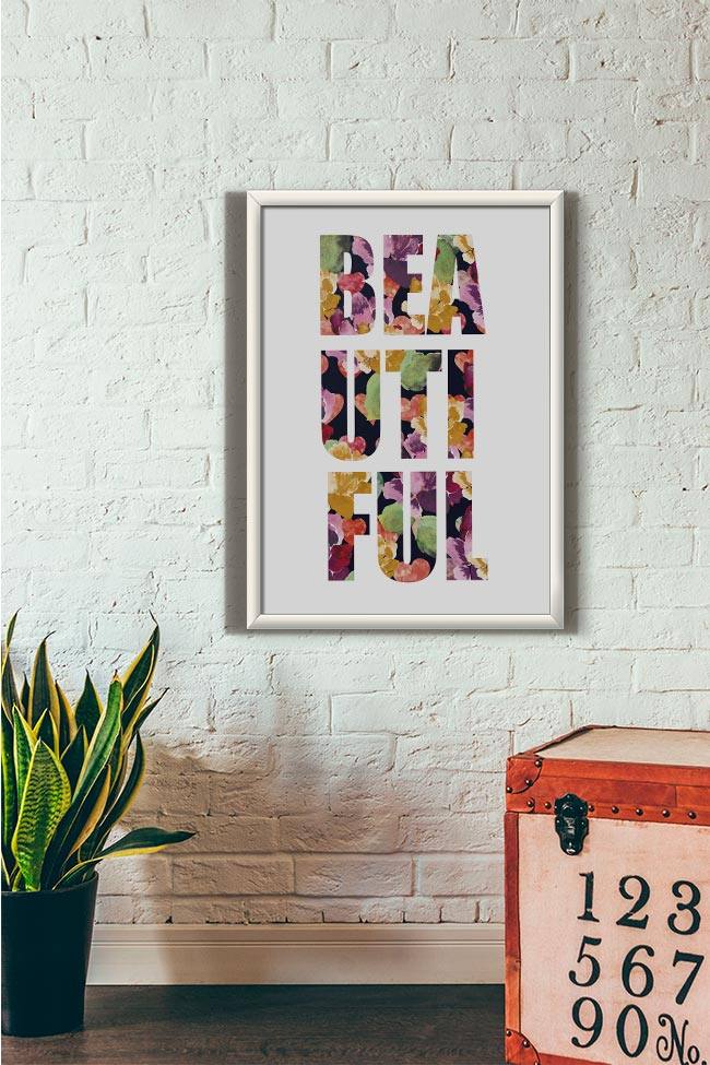 Quadro Decorativo Beautiful - vista aproximada da impressão