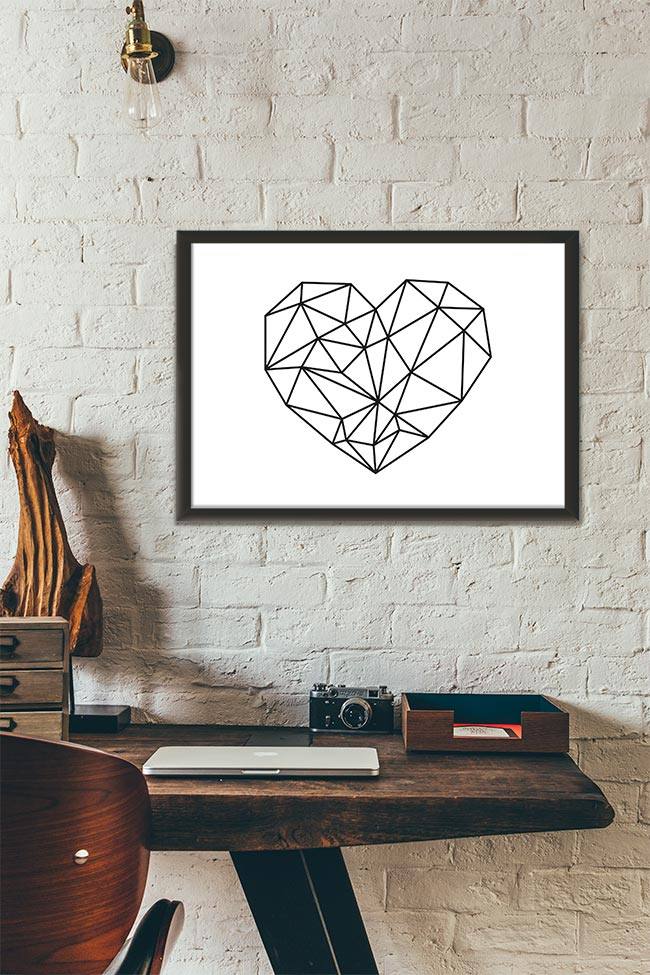 Quadro Decorativo Coração - detalhe da moldura e acabamento