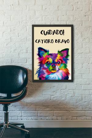 Quadro Decorativo Cuidado! Catioro Bravo - vista aproximada da impressão