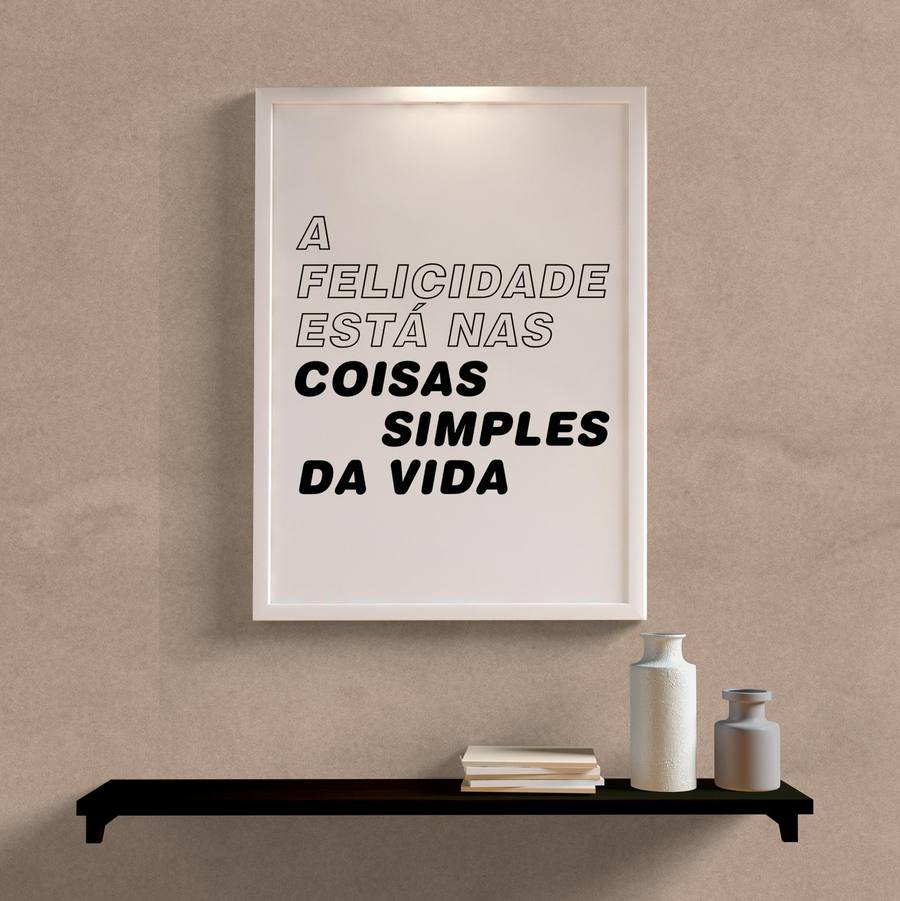 Quadro Decorativo A Felicidade - detalhe da moldura e acabamento