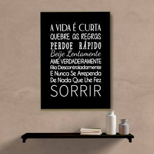Quadro Decorativo A vida é Curta - quadro decorativo em ambiente decorado