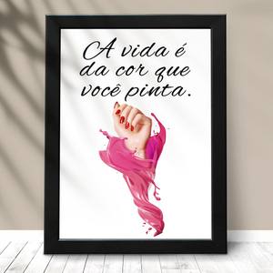 Quadro Decorativo A vida é da cor que você pinta - detalhe da moldura e acabamento