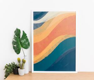 Quadro Decorativo Abstrato Aquarela Azul - vista aproximada da impressão