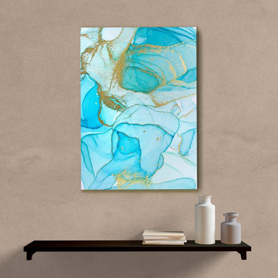 Quadro Decorativo Abstrato Azul - quadro decorativo em ambiente decorado